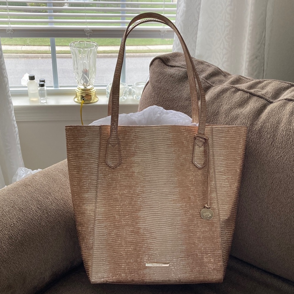 Brahmin Textured Tan Tote Bag